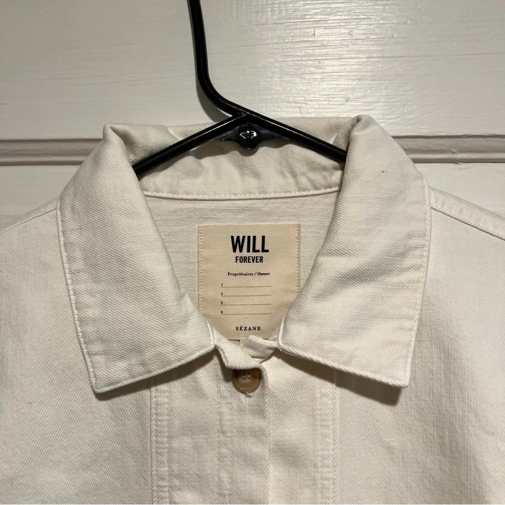 Sézane Cream Ecru Will Chore Coat Button-Front Overshirt Jacket - Picture 6 of 7